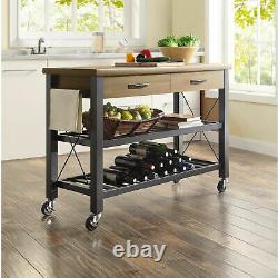 Kitchen Cart Island Table Boucher Block Tv Stand Mobile Rangement Rack De Vin Moderne