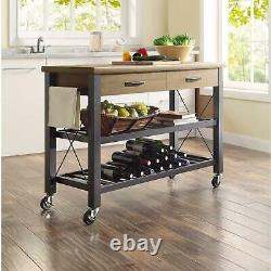 Kitchen Cart Island Table Boucher Mobile Block Tv Stand Wine Storage Modern Rack
