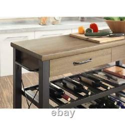 Kitchen Cart Table Butcher Block Tv Stand Mobile Storage Wine Rack Modern New