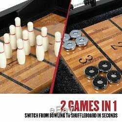 Nouveau 2 En 1 Shuffleboard Bowling Table Arcade Jeu Butcher Block Bois Vintage