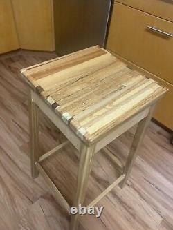 Nouveau tabouret de bar en chêne naturel fait sur mesure en cabine en bloc de boucher rustique Amish aux États-Unis