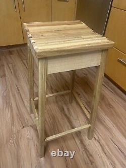 Nouveau tabouret de bar en chêne naturel fait sur mesure en cabine en bloc de boucher rustique Amish aux États-Unis