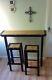 Oak Top Butcher Block Petit Bar Et Tabourets, Hand Made