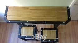 Oak Top Butcher Block Petit Bar Et Tabourets, Hand Made