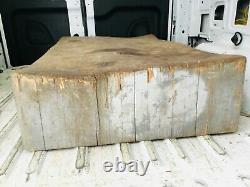 Old Antique Block Butcher Table Large 51 X 31 X 11 Érable Top 6 Jambes D'abattage