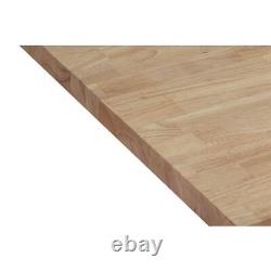 Plan de travail en bloc de boucher Hampton Bay 8L en bois massif non fini + bord carré brun