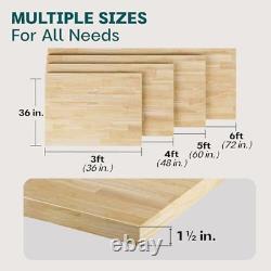 Plan de travail en bloc de boucher en bois massif Hevea, dessus de table en bloc de boucher non fini