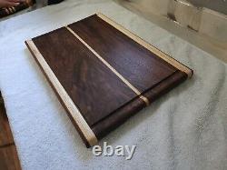Planche à découper/boucher en bois dur vintage avec pieds 11,5x13,25x1,5H