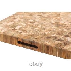 Planche à découper en bloc boucher Teak Haus HD en bois de teck durable certifié FSC avec poignée à la main S332