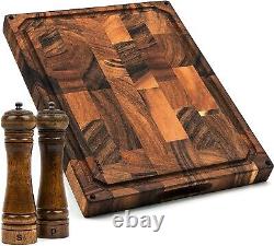 Planche à découper en bloc de boucher en bois grand planche à découper en bois pour cuisine, grande en bois