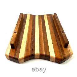 Planche à découper en bloc de boucher en bois tri-tonal avec pieds épais de 16 pouces de longueur
