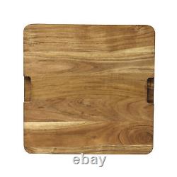 Planche à découper en bois d'acacia de 21 pouces avec rainure de jus de boucher en carré marron