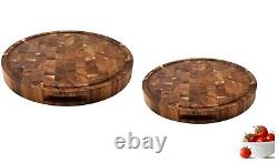 Planche à découper en bois d'acacia grain de bout pour boucher la viande bloc de découpe 27,9x27,9x5,5cm