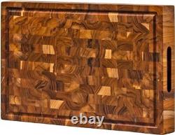 Planche à découper en bois de boucher à gros grain, épaisseur de 1,5 pouce. Fabriquée en bois de 16 x 11 pouces.