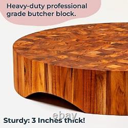 Planche à découper en bois de boucher de grain de bout rond extra large de 18 x 18 pouces, d'une épaisseur de 3 pouces.