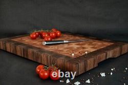 Planche à découper en bois de bout de noyer et de cerisier, grande planche de cuisine pour boucher
