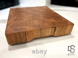 Planche à découper en bois de cerisier fait à la main avec grains de bout et pieds, 2 pouces d'épaisseur