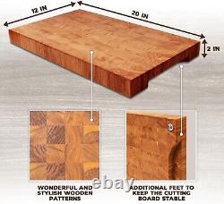 Planche à découper en bois de chêne de grain final de 16x12 pouces de grande taille, bloc boucher