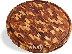 Planche à découper en bois de teck à grains terminaux de 15 pouces - Bloc de boucher pour hacher - Cadeau de cuisine