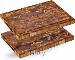 Planche à découper en bois de teck de première qualité, grande taille 17 x 13 réversible