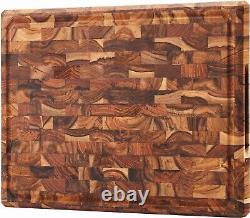 Planche à découper en bois de teck de première qualité, grande taille 17 x 13 réversible