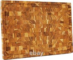 Planche à découper en bois de teck de qualité supérieure pour boucher en grain de bordure