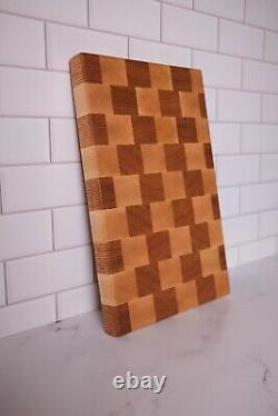 Planche à découper en bois dur faite à la main aux États-Unis, planche de service, bloc de boucher