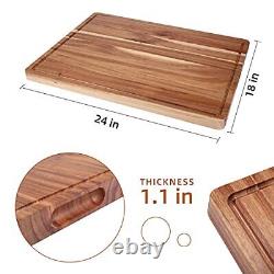 Planche à découper en bois extra large de 24 x 18 pouces, bloc boucher de 1,2 pouces d'épaisseur.