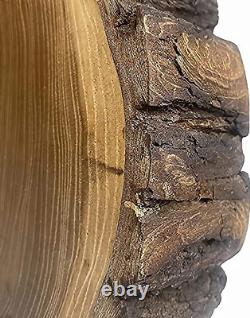 Planche à découper ronde en bois Babool avec bord brut de boucher 10x10x2 pouces