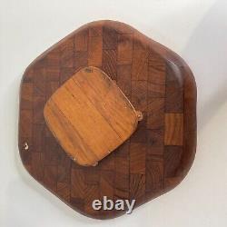 Plateau de service tournant en teck pour table moderne danoise MCM de style vintage