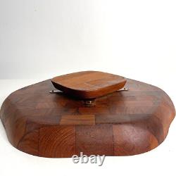 Plateau de service tournant en teck pour table moderne danoise MCM de style vintage