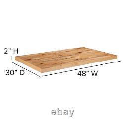 Plateau de table de restaurant rectangulaire de style bloc de boucher en bois massif de 30' x 48'