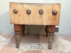 Rare Vintage / Antique Butcher Block Table, 30x30x31, Sacramento