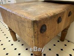 Rare Vintage Table De Boucher En Érable, Îlot De Cuisine