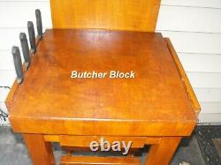Rare Vintage/antique Butcher Block Carving Station / Taille Parfaite Pour Collectionneur