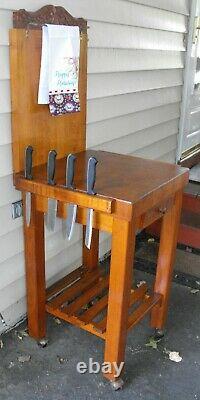 Rare Vintage/antique Butcher Block Carving Station / Taille Parfaite Pour Collectionneur