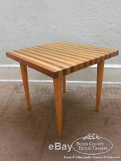 Table D'appoint Carrée En Bois De Boucher Mélangé De Style Moderne Au Milieu Du Siècle
