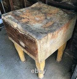 Table D'érable, Bloc De Gros Boucher Antique Très Lourd Vers Le Début Des Années 1900