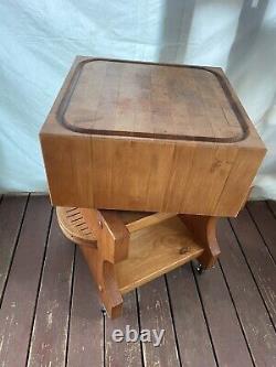 Table de boucher pivotante en bloc de boucher vintage en bois d'érable massif de 21 pouces carrés.