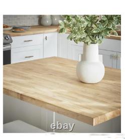 Table de comptoir en bois d'hévéa avec dessus de table en bloc de boucher, établi d'atelier, îlot de cuisine 4FTx25.