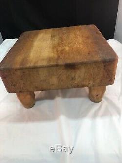 Vintage Old Antique Tabletop Forme Carrée En Bois Butcher Block 11 X 11 6 Grand