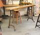 Vtg Antique Industrial 72 Console Table Bar Wood Butcher Block Cast Iron Legs<br/><br/>ancienne Table Console Industrielle Vtg 72 Bar Wood Butcher Block Avec Pieds En Fonte